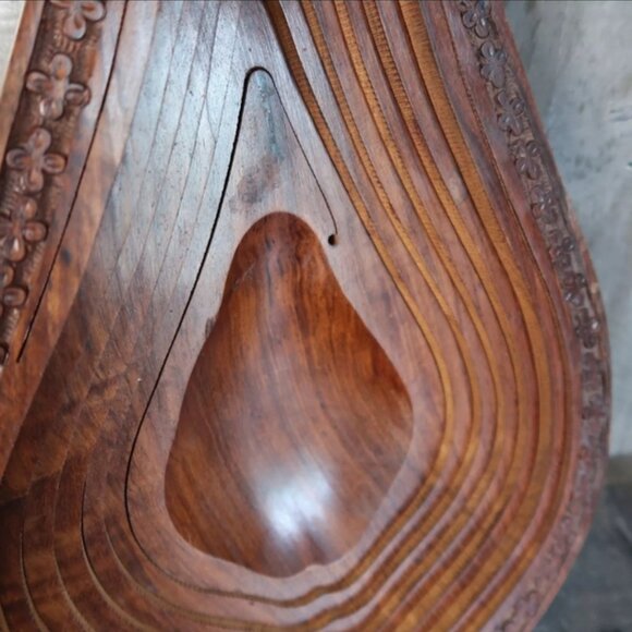 Pear Shaped Wood Collapsible Fruit Bowl Kitchen Decor Wooden - Picture 9 of 9